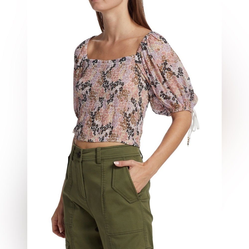 NEW FREE PEOPLE - Puff Sleeve Boho Top with Square Neck - Picture 3 of 8